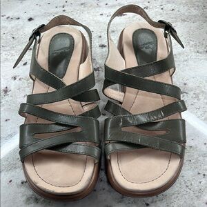 Dansko Olive Green Leather Strappy Sandals